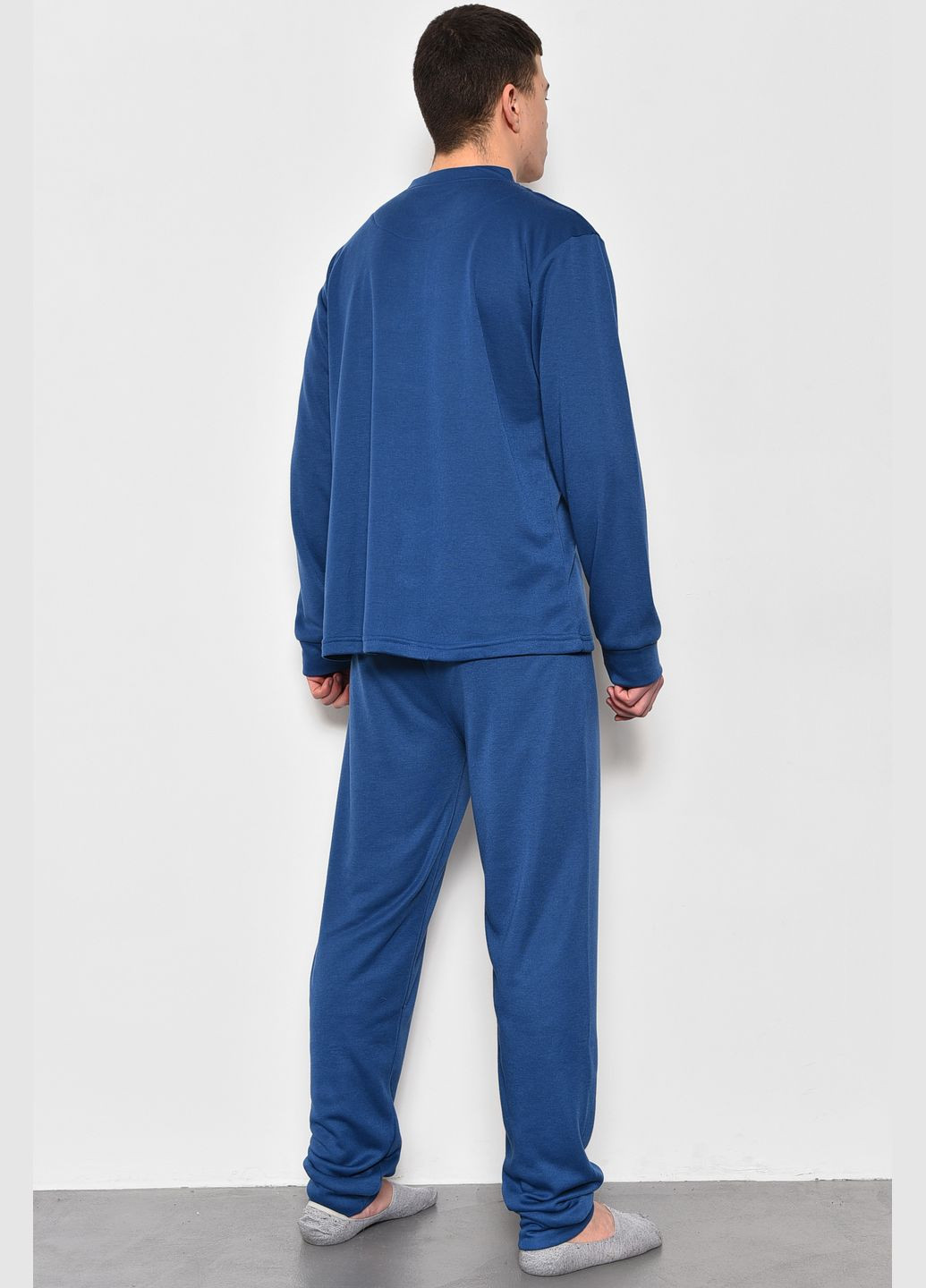 Пижама мужская на флисе полубатальная синего цвета Let's Shop (280199057)