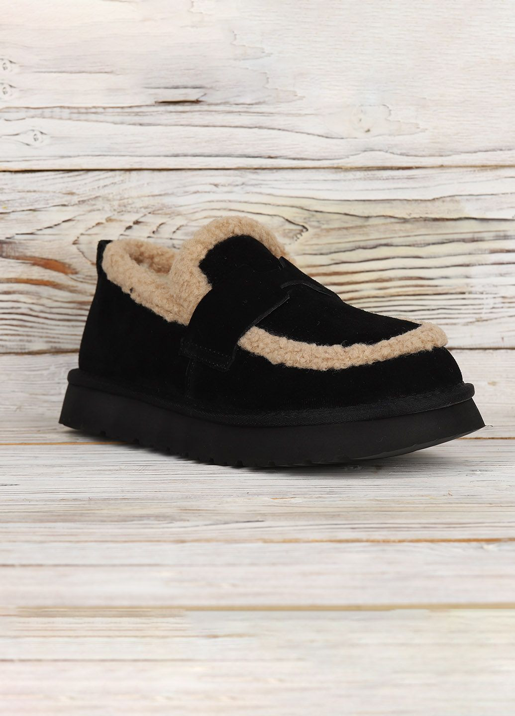 Жіночі уггі It ts чорні низькі зимові теплі замшеві уггі з хутром на низькій підошві для прогулянок ITTS (365301248)