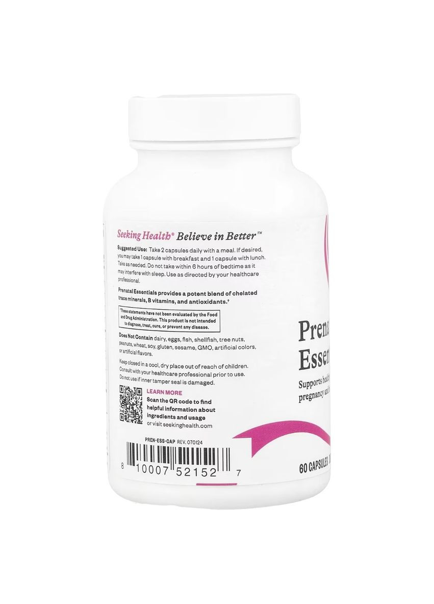 Питательная основа для беременных, Prenatal Essentials,, 60 капсул Seeking Health (330626609)