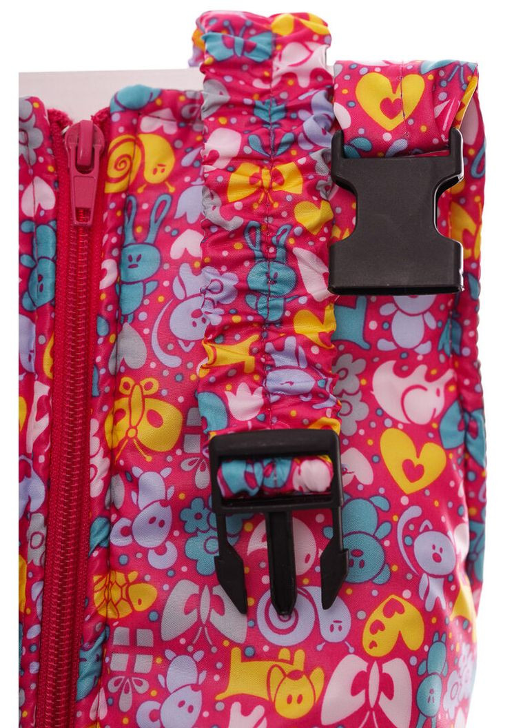 Розовый зимний комбинезон для девочки на холлофайбере принтом животных бэбик малиновый с коричневым мехом 80 см (53010) BABYKROHA