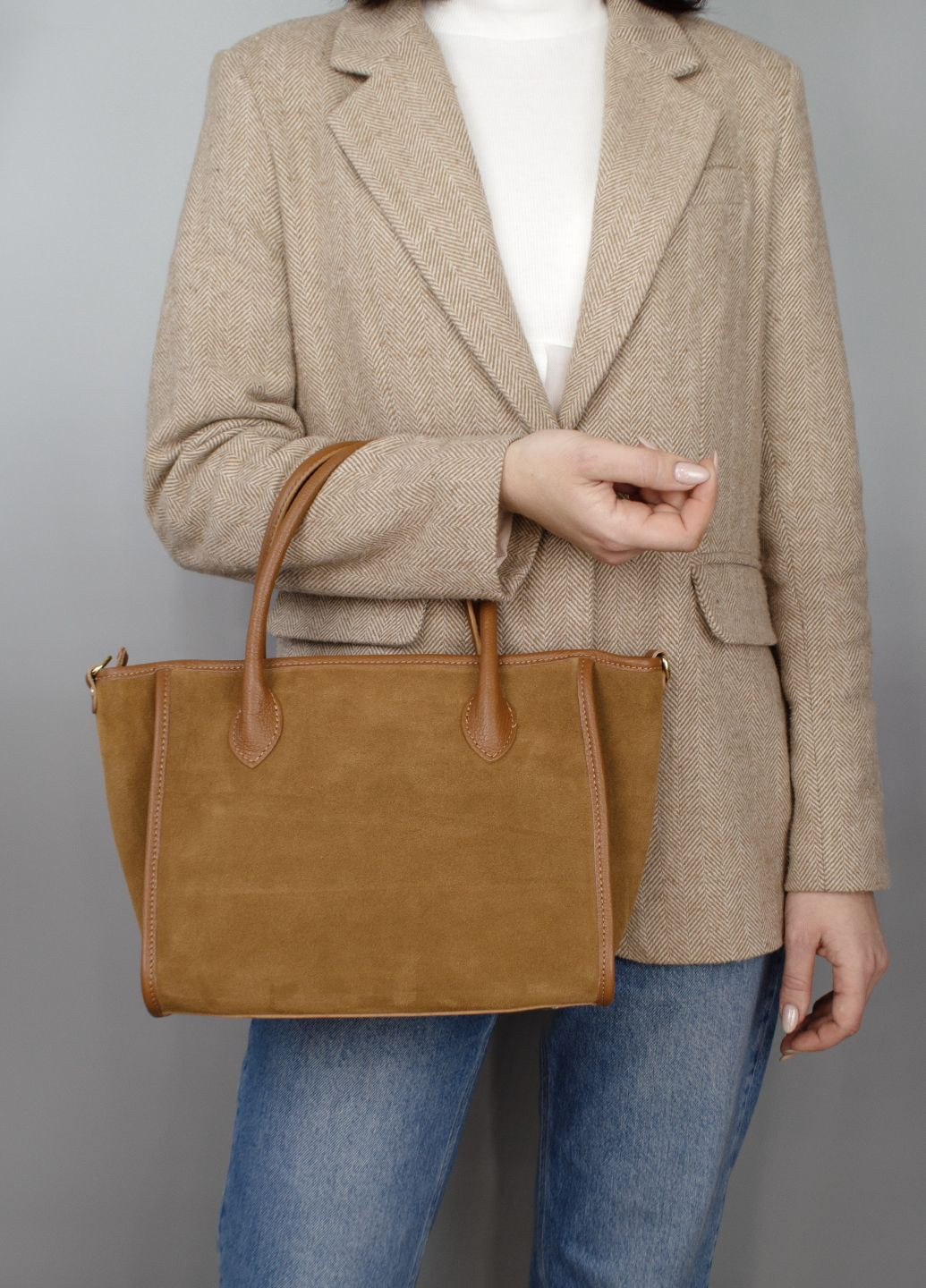 Сумка жіноча замшева 03756 темно-руда з 2 ручками Virginia Conti (308380496)