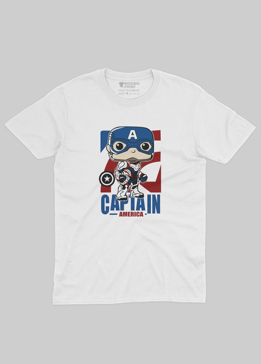 Жіноча футболка з принтом супергероя - Капітан Америка (TS001-1-WHI-006-022-007-F) Modno - (292119283)