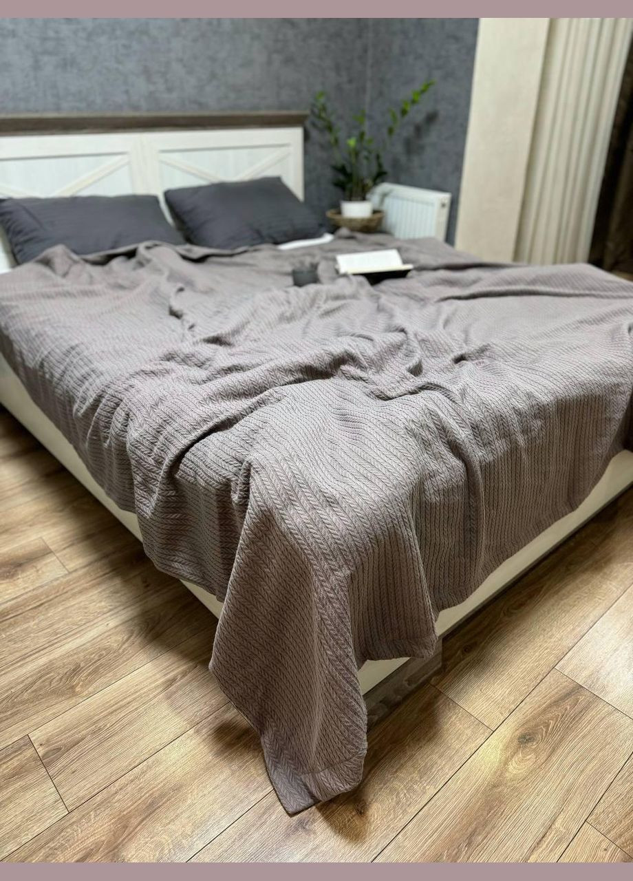 Хлопковое покрывало на кровать Полуторный Кофейный (ВЕ2201В04) No Brand (308754663)