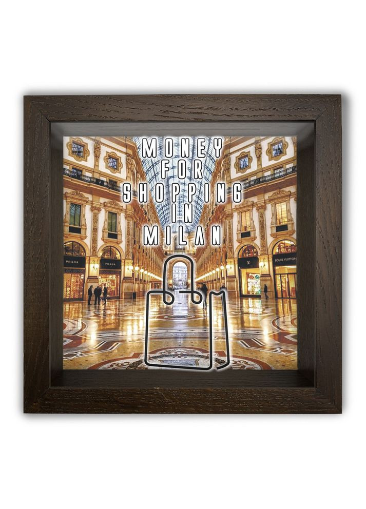 Деревянная копилка (копилка) 20х20 см Money for shopping in Milan Тур-Колекшн (358221394)