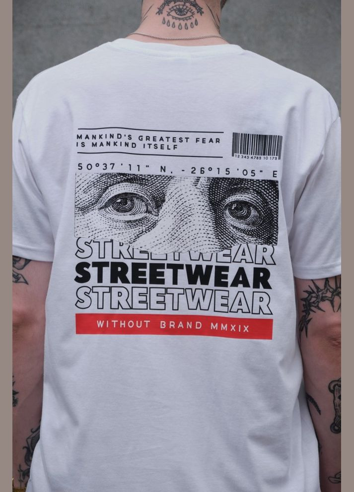 Оверсайз футболка з принтом streetwear white Without (325989220)