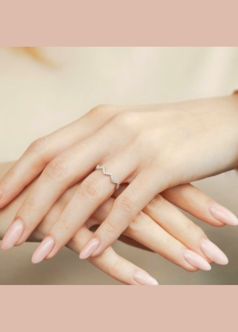 Срібна Каблучка Зигзаг з Білими каменями розмір срібло 925 проби Родоване лк0303р 1.10г No Brand (336549759)