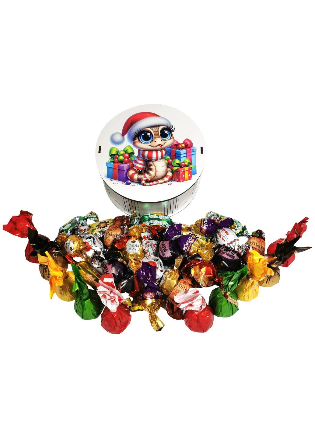 Подарунок №32/9 “Змійка радості” 515г (15х15х7 см, у дерев'яній коробці) Унікальна цукерка (372656240)