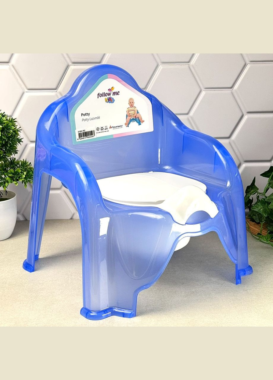Дитячий горщик-стільчик Синій Прозорий Follow me Bursev Plastik (319848010)