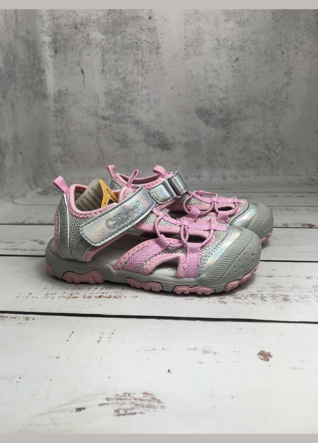 Серебряные босоножки сандалии для девочки розово-серебряный (336) Clibee