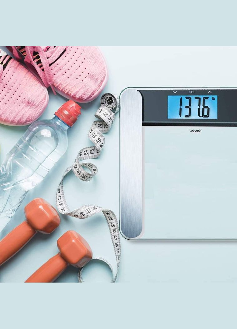 Весы напольные, 180кг, толщина 8мм, большой дисплей, 2хCR2032 в комплекте, стекло, прозрачный Beurer (315817072)