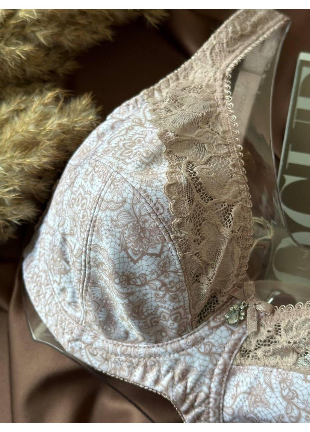 Пудровый пудровый бюстгальтер большого размера без поролона Lanny Mode