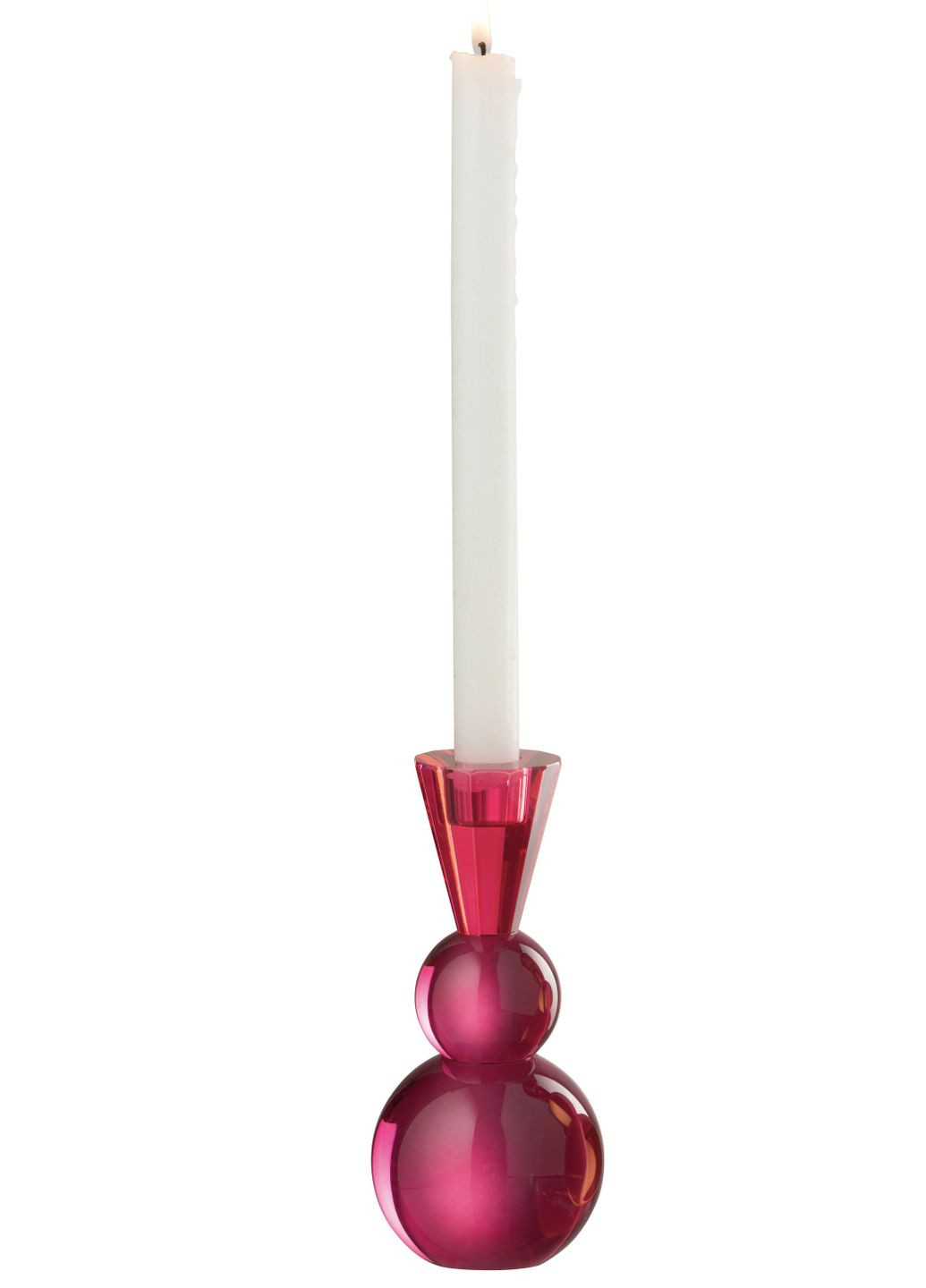 Свічник скляний червоного кольору висота 18 см (58287) J-Line (354300764)