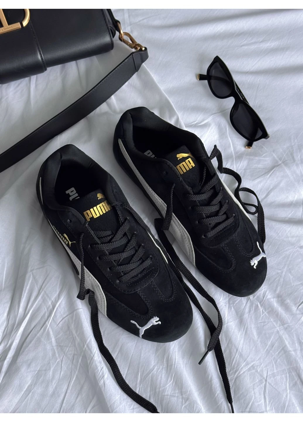 Кроссовки женские и мужские Puma Speedcat Black White | Пума Спідкат чёрные демисезоны (379863866)
