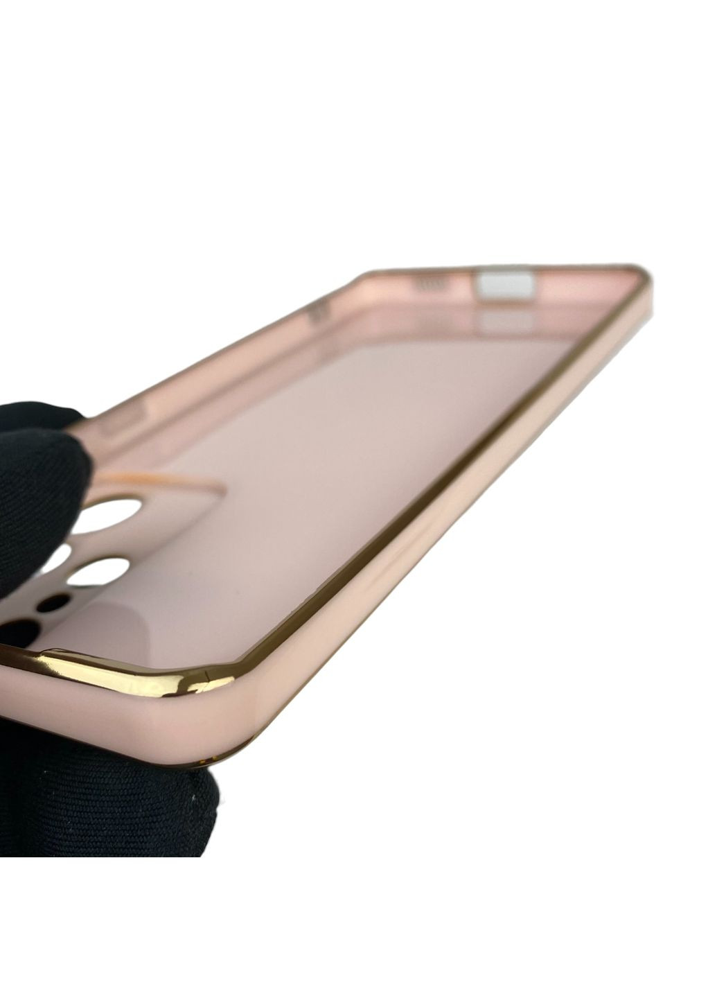 Чохол для Galaxy S21 Ultra (SM-G998) глянцевий із захистом камери із золотою окантовкою на самсунг с21 ультра пудровий gs1 Samsung (366230912)