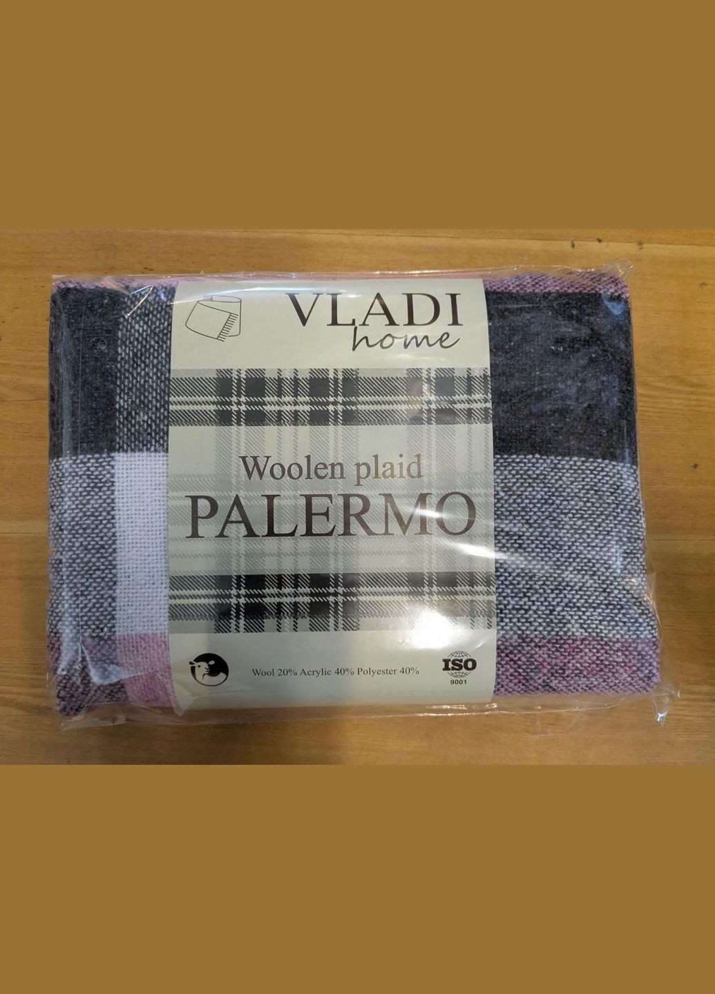 Плед вовняний Палермо №8 Pictor біло-рожево-світ.антрацит 140*200 полуторний Vladi (326487401)