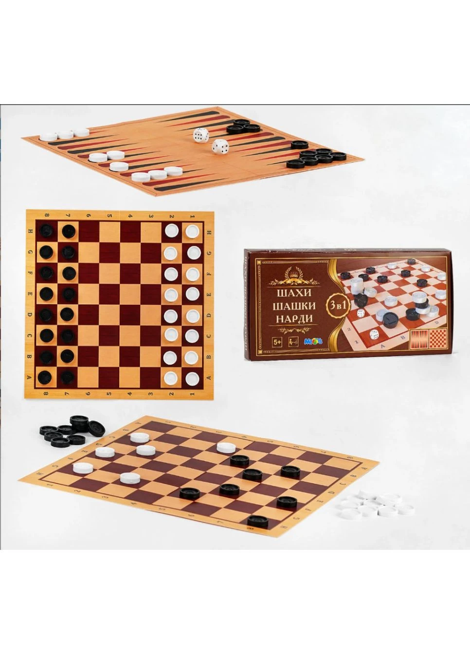 Настольная игра шахматы, шашки, нарды S0003, 3в1 M.Toys (396673004)