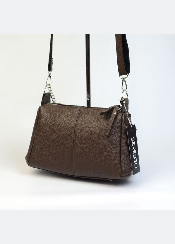 Коричневая шоколадная маленькая женская кожаная сумочка на два отделения Serebro (342374868)