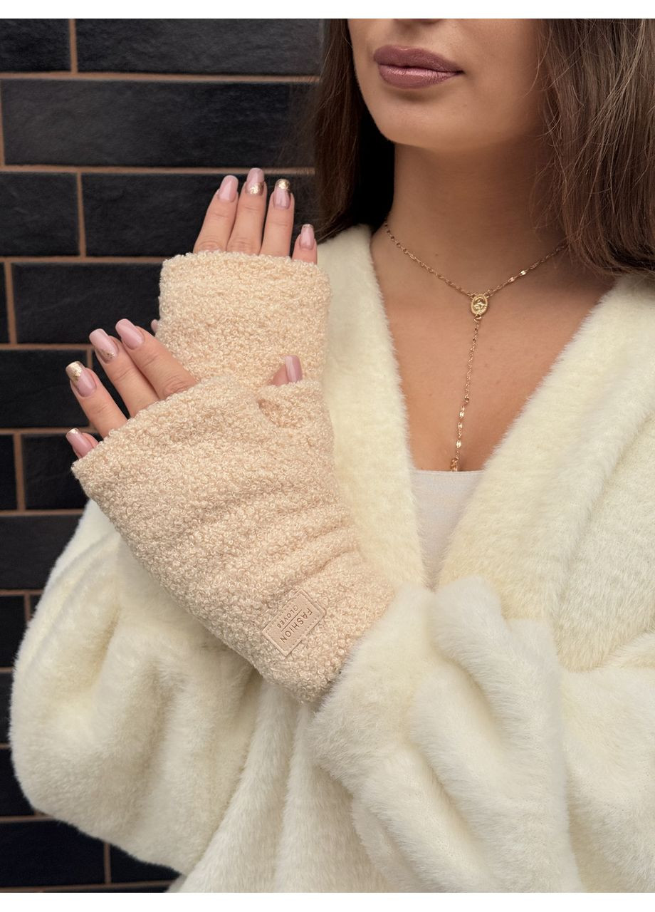 Жіночі рукавиці-митенки Teddy, рукавички без пальців сірі No Brand (365811815)