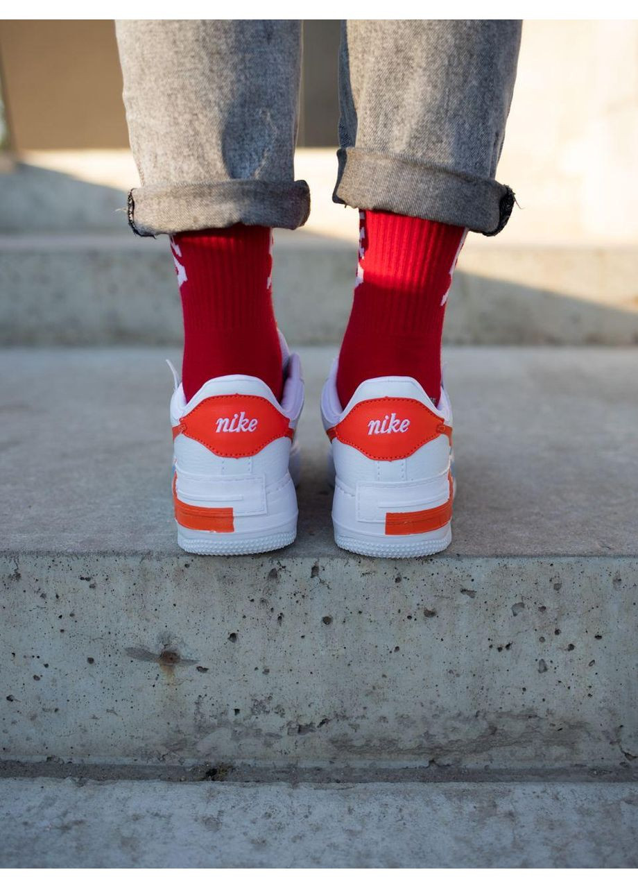 Белые демисезонные кроссовки мужские nike air force 1 shadow white red blue найк аир форс 1 премиум No Brand