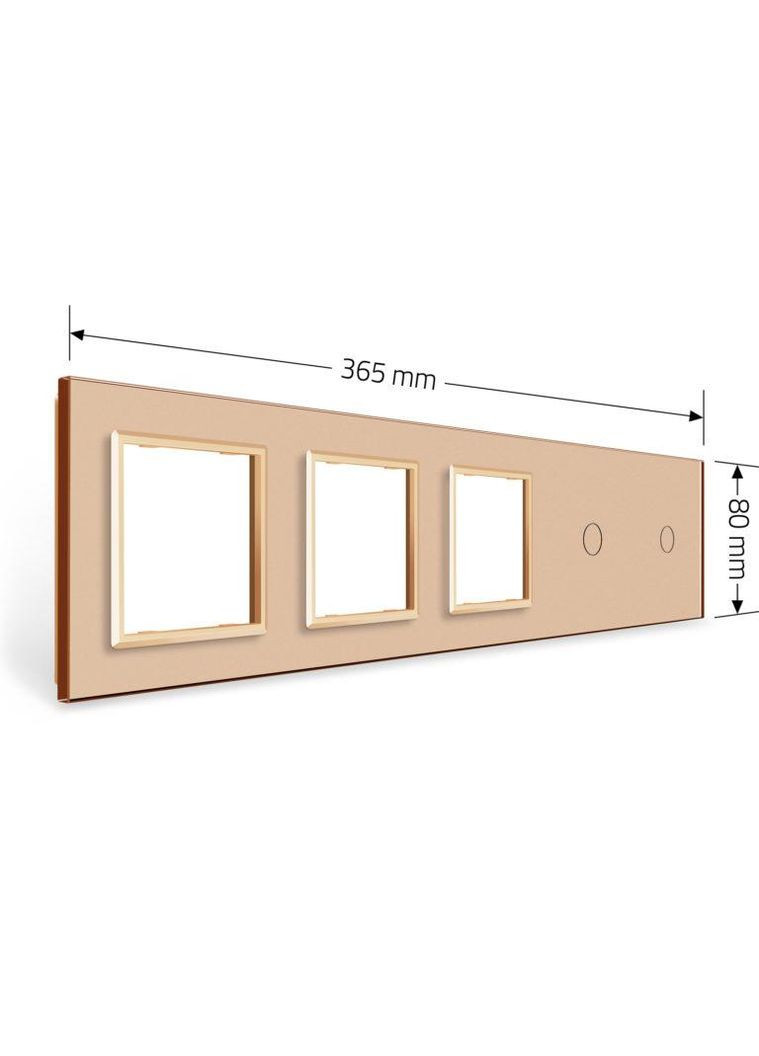 Рамка 5-постова для двох 1-сенсорних вимикачів і трьох розеток (1-1-0-0-0), загартоване скло, золота, 365×80 мм Livolo (370971082)