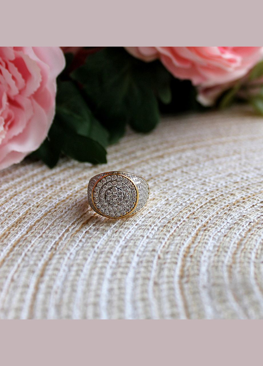 Роскошное массивное кольцо с камнями, цвет золото, размер 18 No Brand (327874989)