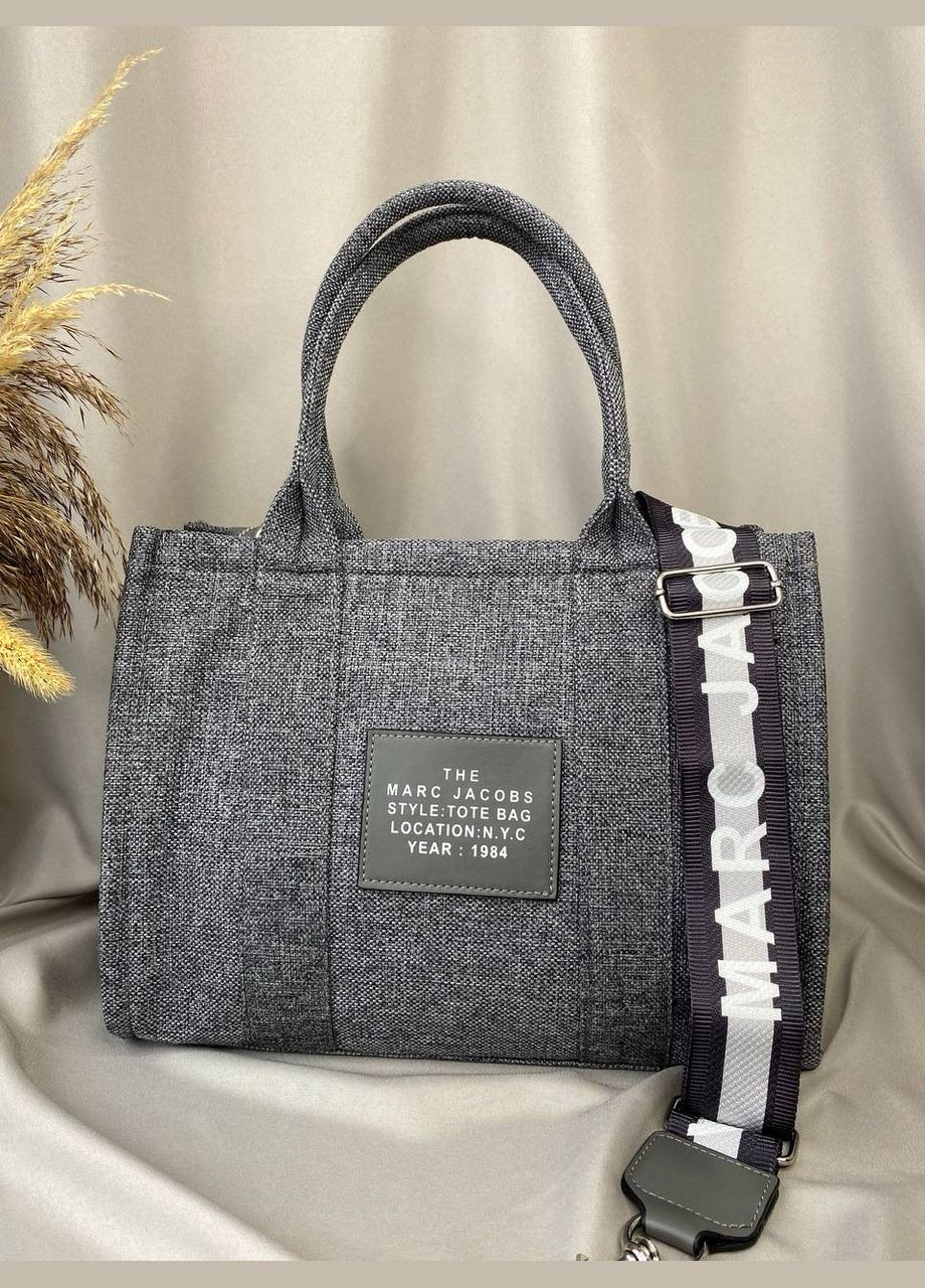 Стильная текстильная сумка из лого Marc Jacobs Tote Bag Grey Vakko (292675835)