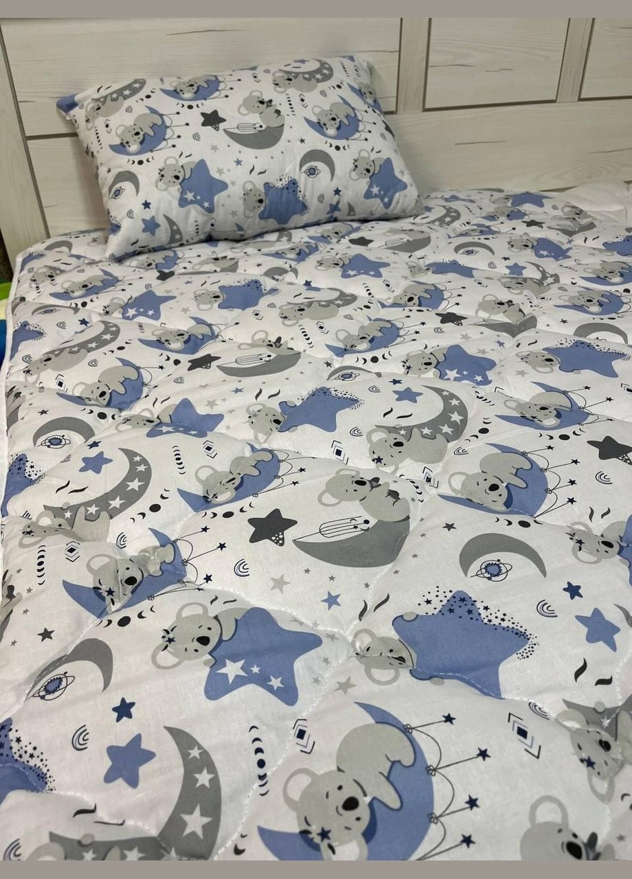 Одеяло для кроватки 105х140 с подушкой 40х60 Синий (П4К-am-kid-nabir-001-22) No Brand (323160828)