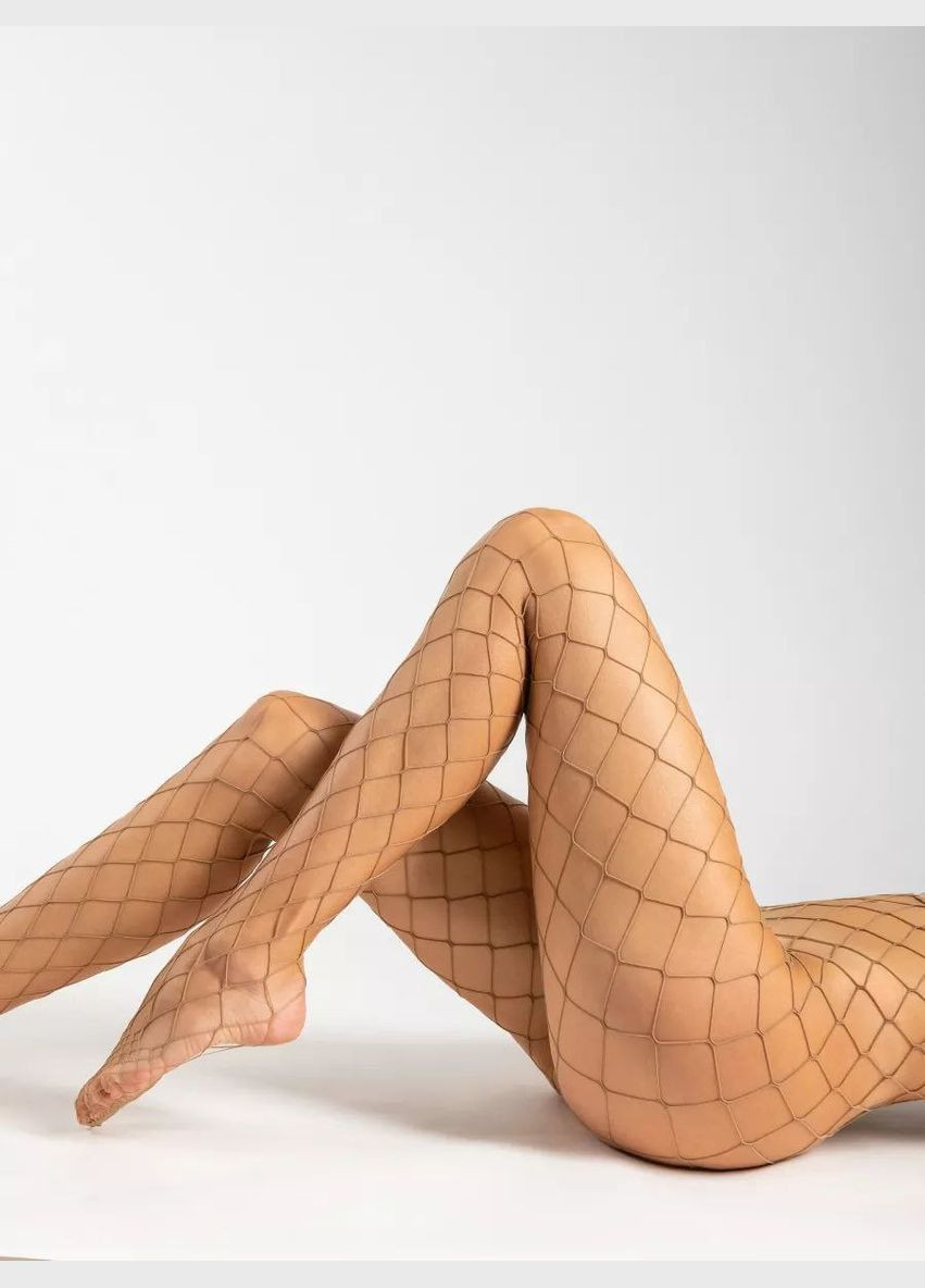 Сетчатые колготки бежевые цвет цветной классический эротический стиль No Brand Колготки у сітку (337709084)