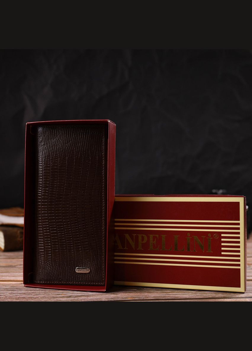 Фактурный мужской вертикальный бумажник из натуральной кожи с тиснением 21899 Canpellini (298569696)