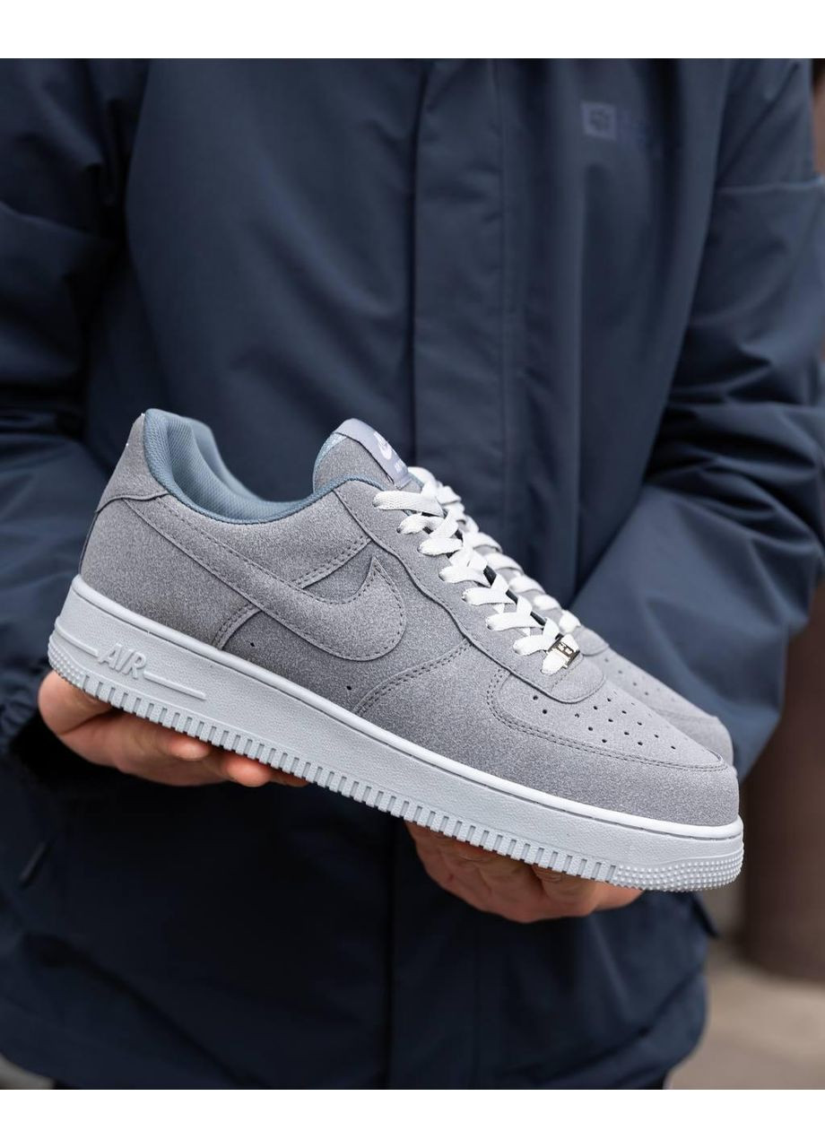 Серые демисезонные кроссовки мужские nike air force dark silver найк аир форс 1 премиум No Brand