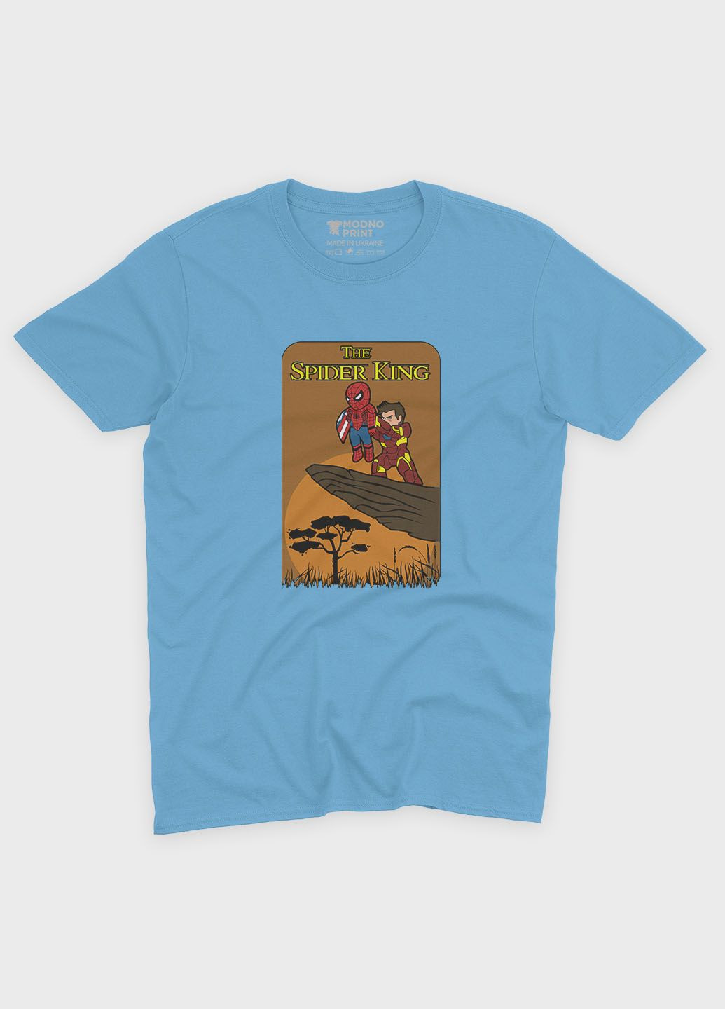 Голубая демисезонная футболка для мальчика с принтом супергероя - человек-паук (ts001-1-lbl-006-014-060-b) Modno