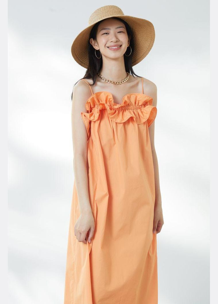 Оранжевое платье макси лето,оранжевый, H&M