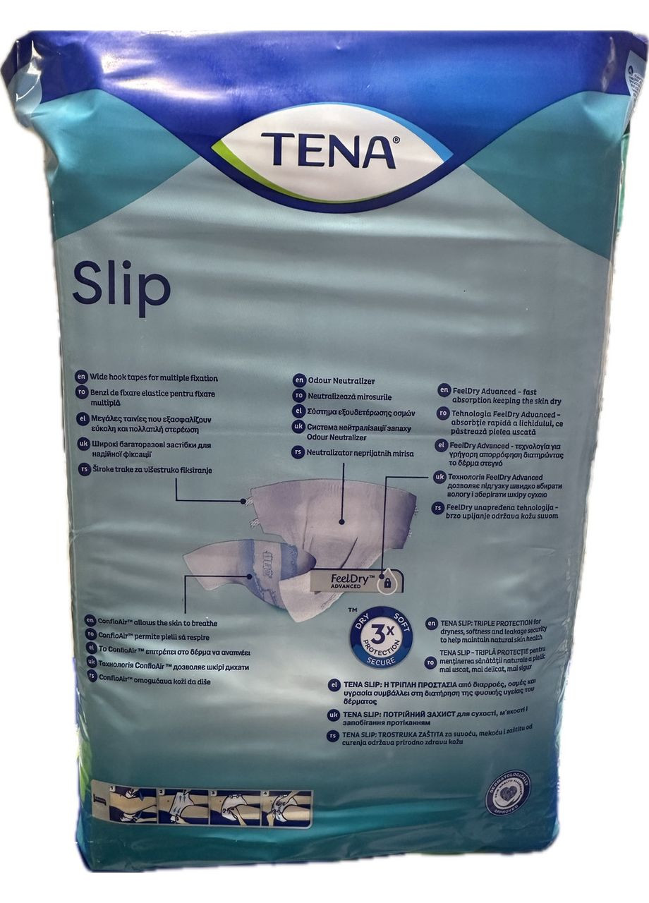 Підгузки для дорослих Slip PLUS L Large 30 шт./пач (3*10 шт) Tena (370144085)