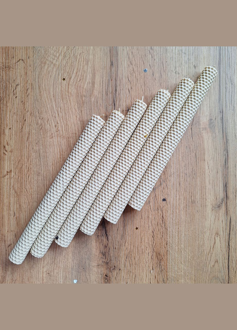 Свічки столові ручної роботи у подарунковій коробочці, 6 шт по 26 см. Колір. Царство Меду (324627777)