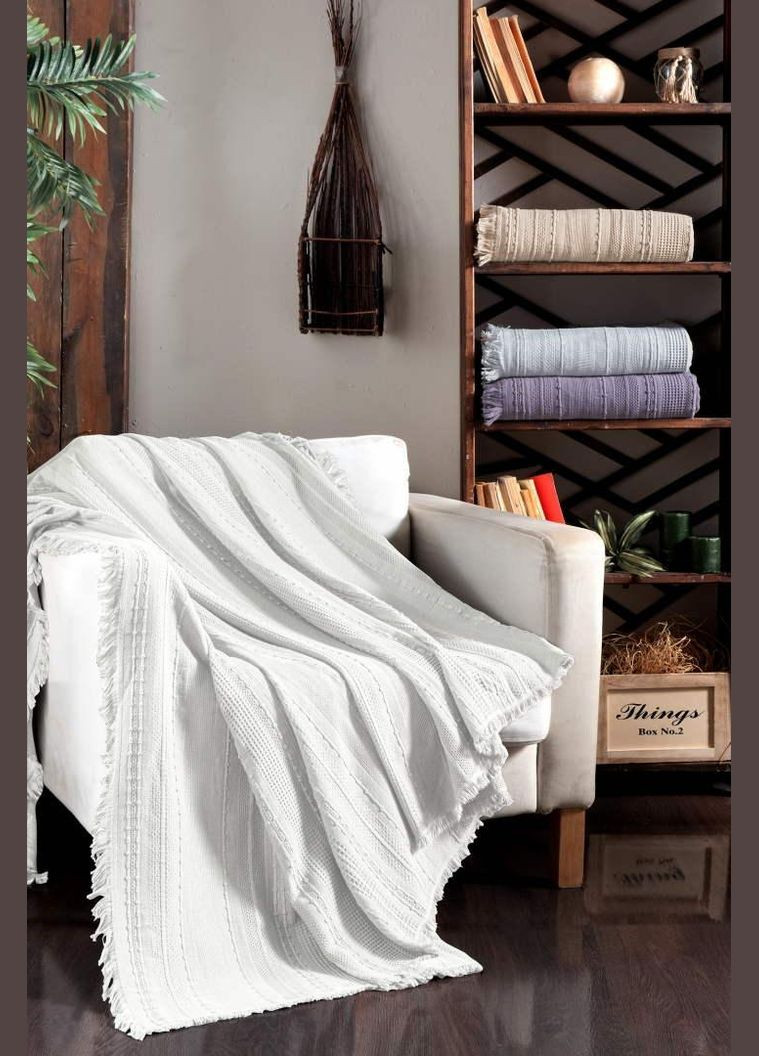 Вафельне простирадло-покривало Sole 220×240 см.White First Choice (338425188)