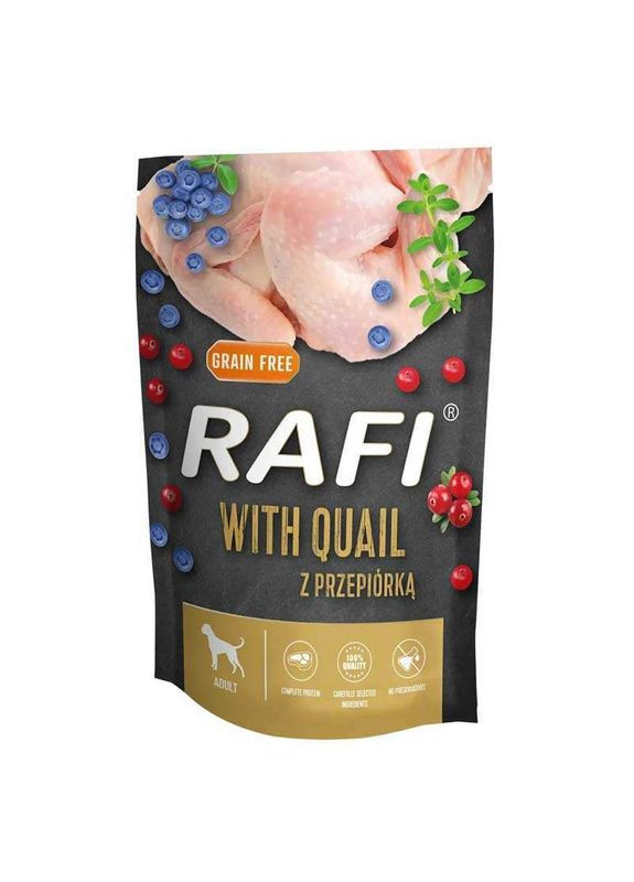 RAFI Dog with Quail - Влажный корм с перепелкой для взрослых собак 500 г (5902921399636) Dolina Noteci (327055859)