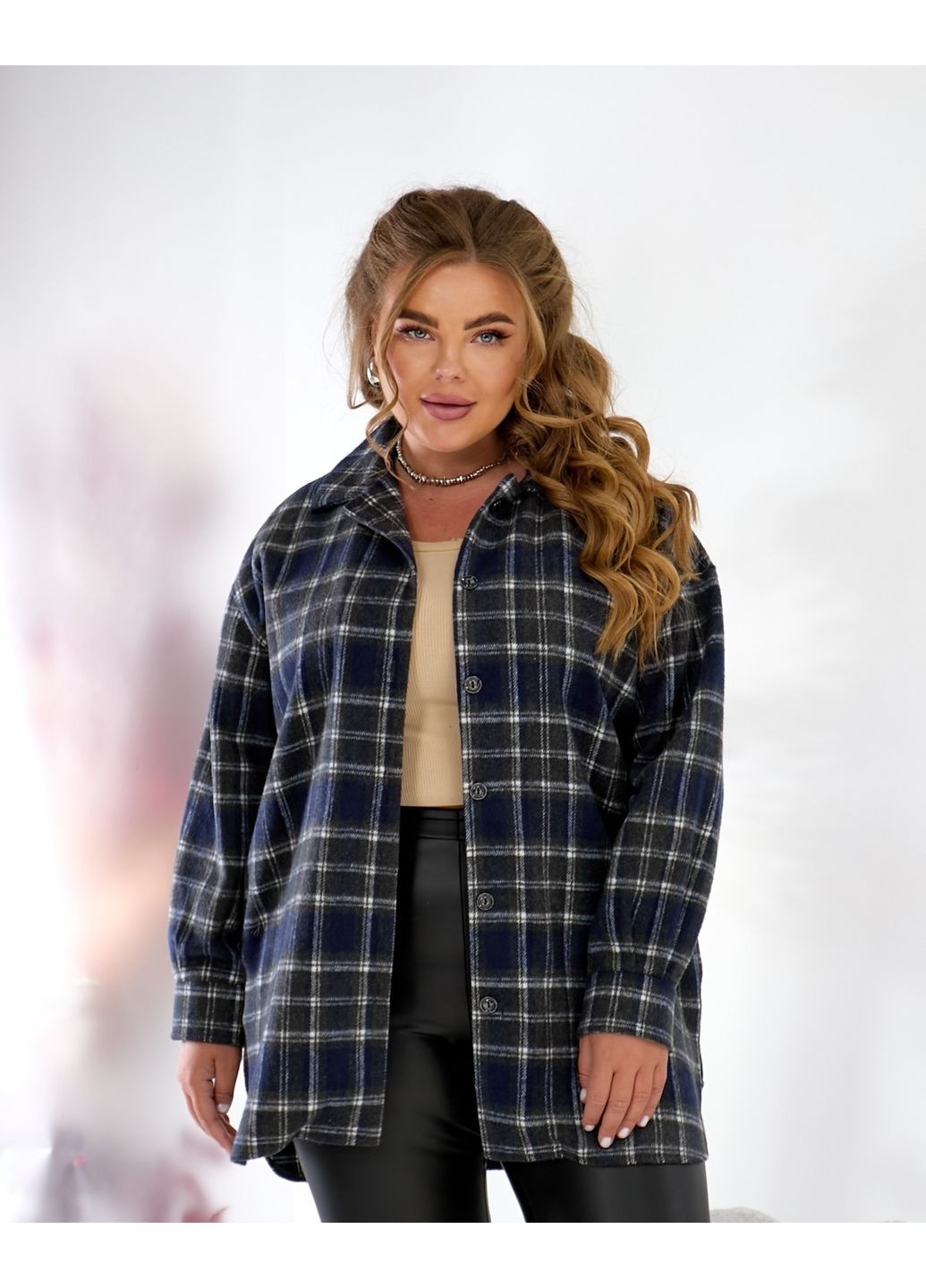 Синяя кэжуал рубашка в клетку MeeLan с длинным рукавом