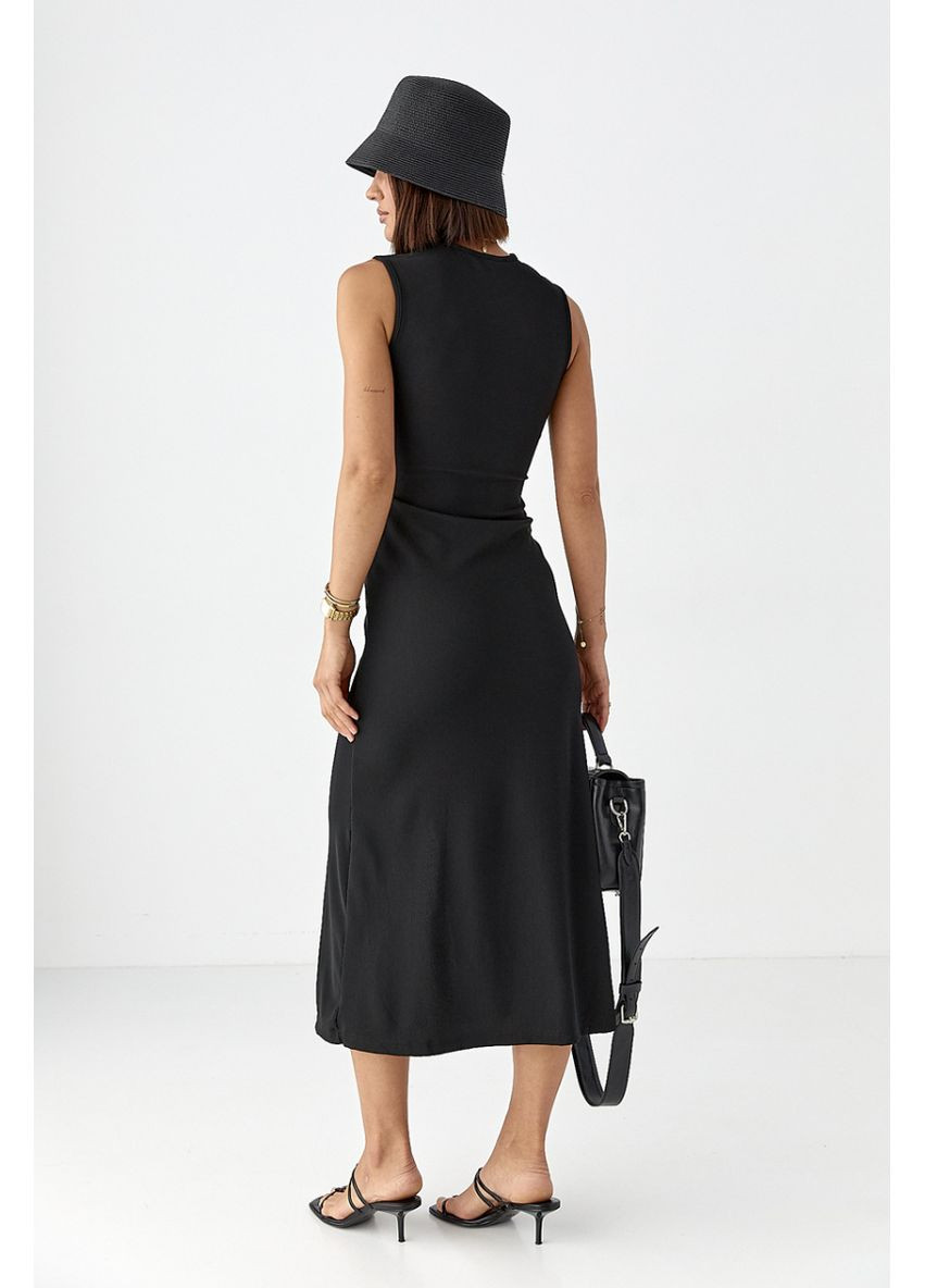 Чорна повсякденний сукня у рубчик з декоративними прикрасами Lurex