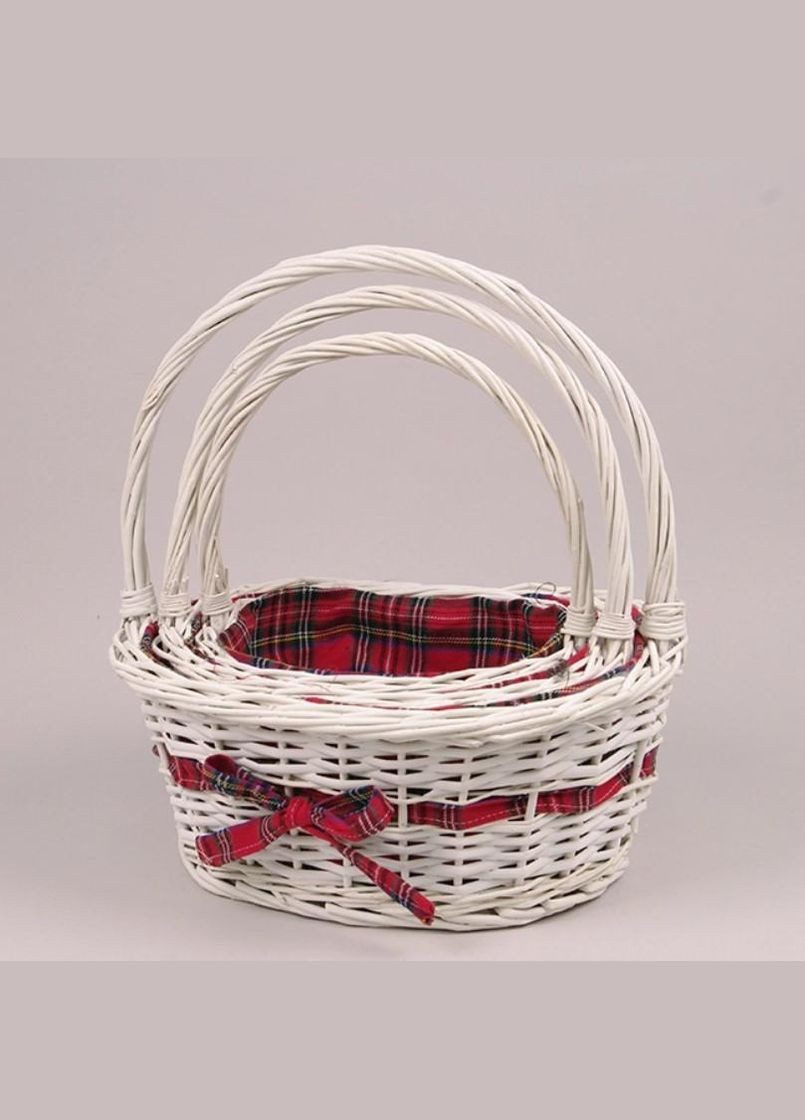 Комплект білих кошиків з тканиною 3 шт. 45610 Flora (319815909)