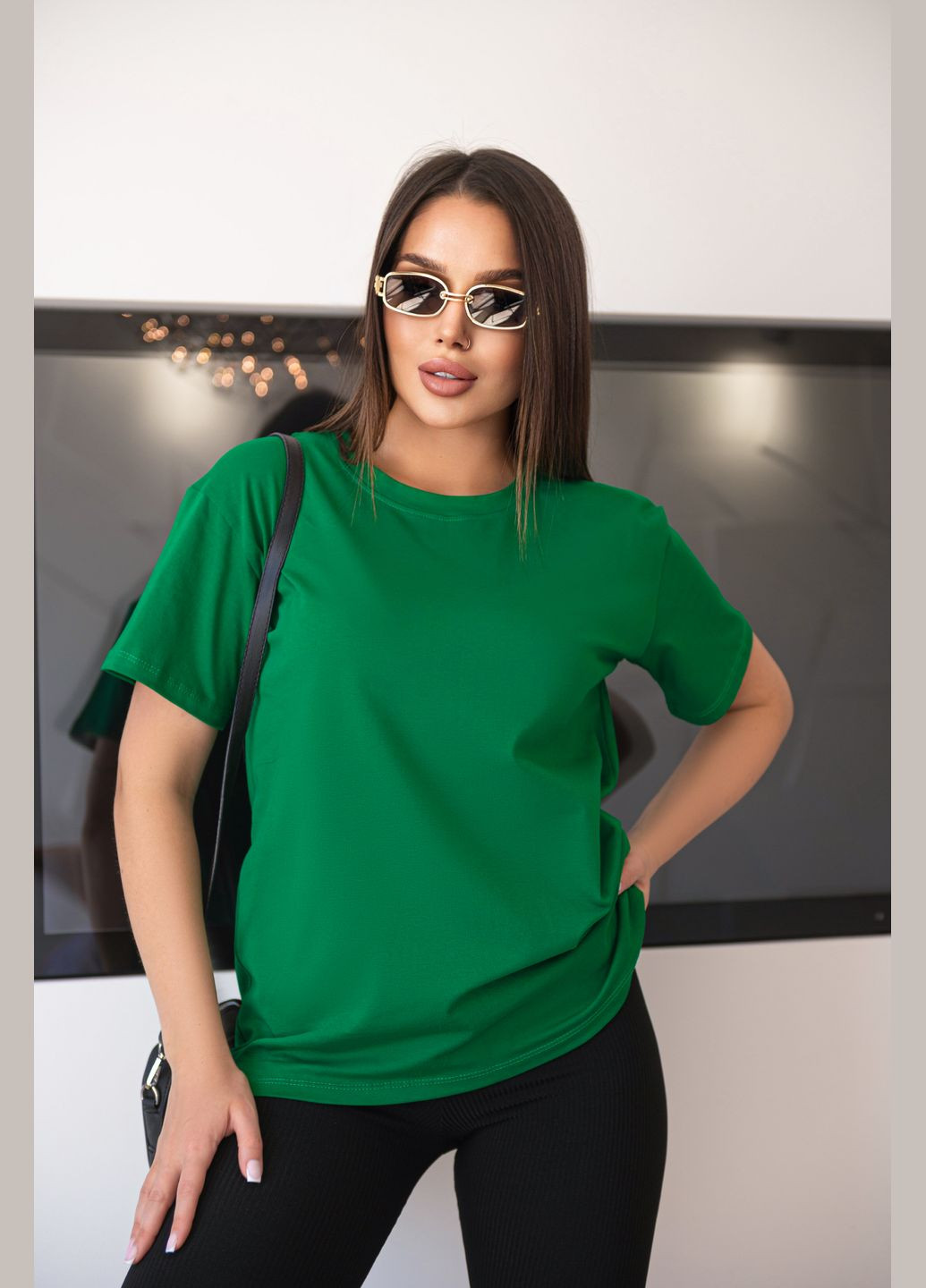Зеленая летняя базовая женская футболка с коротким рукавом Fashion Girl Enkel
