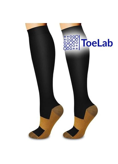 Компрессионные Носки M109CB от Варикоза 1пара Спортивные Лечебные Гетры для Бига Чулки Гольфы Черные с Коричневым (60230773) ToeLab (301872331)