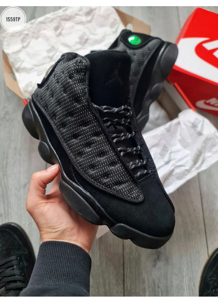 Чорні літні кросівки nike air jordan 13 retro black cat найк аір джордан No Brand