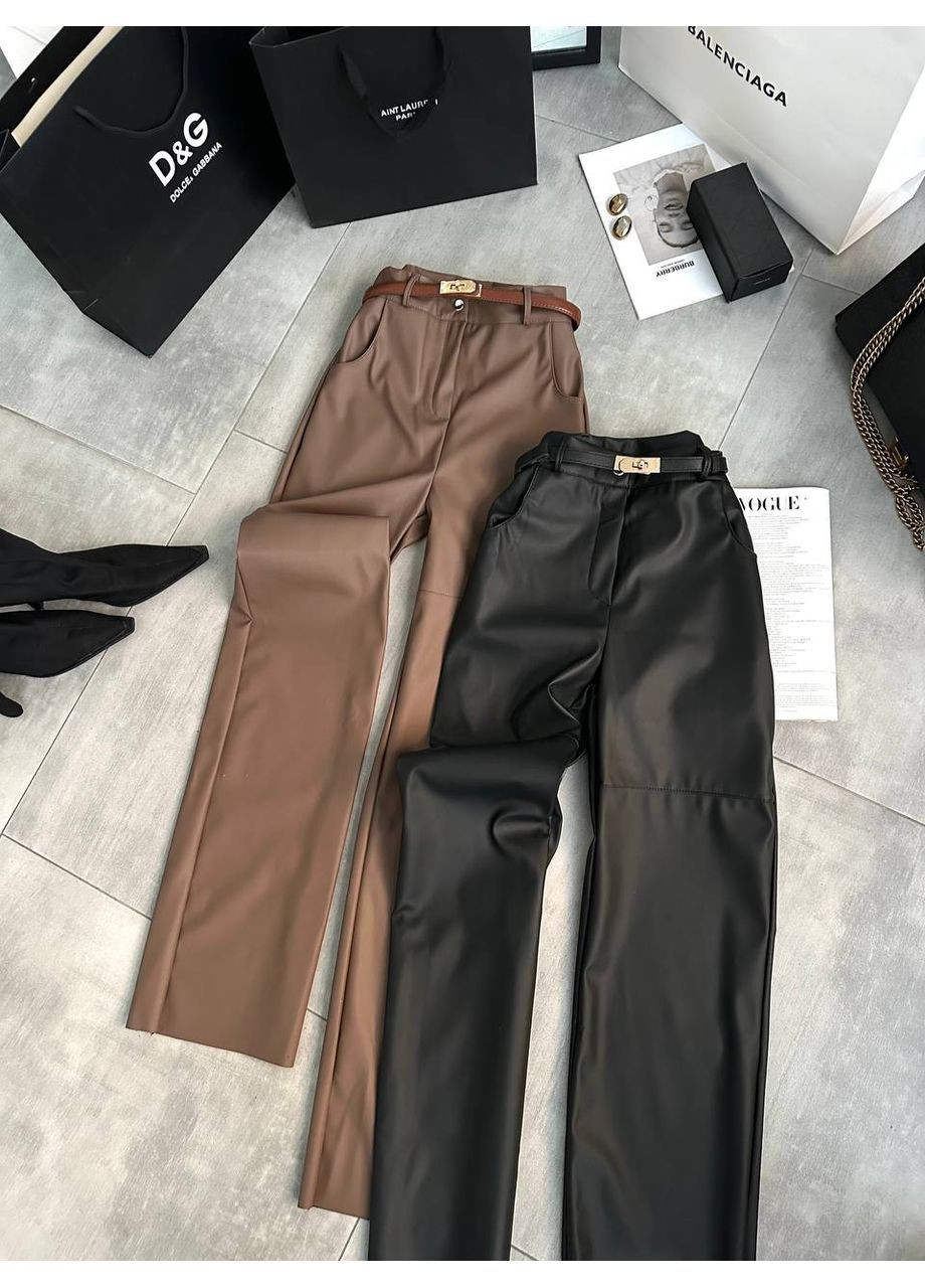 Женские брюки из экокожи на флисе No Brand (366062598)