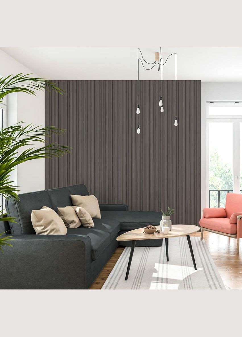 Декоративная стеновая рейка 160*23*3000мм (D) SW00001537 Темно-коричневая Sticker Wall (298473216)