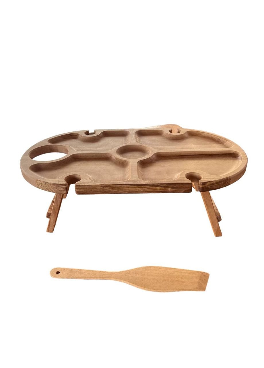 Буковый Винный столик овальный на 4 бокала с отверстием для бутылки 50x30 No Brand (330774528)