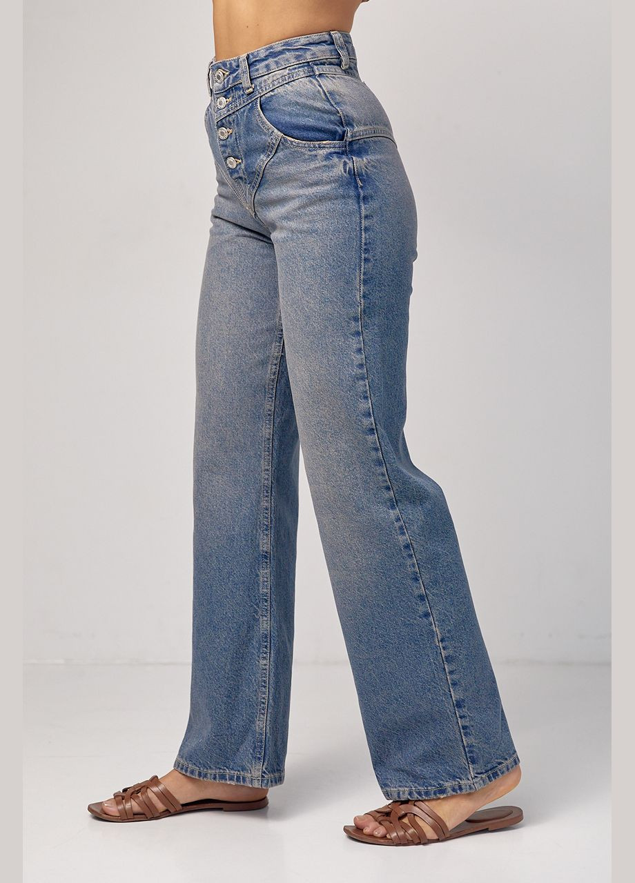 Женские джинсы Straight с фигурной кокеткой Lurex - (287340293)