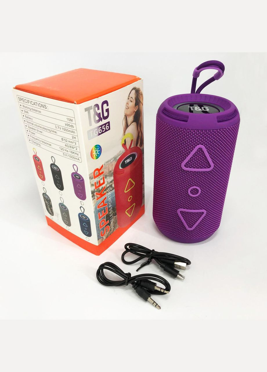 Bluetooth колонка портативная TG656 FM-радио, мощная переносная акустическая колонка. Цвет: лиловый No Brand (359474639)