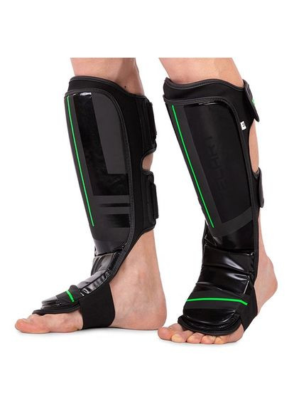 Защита голени и стопы для единоборств VL-3090 Черно-салатовый (37363127) Zelart (323020094)