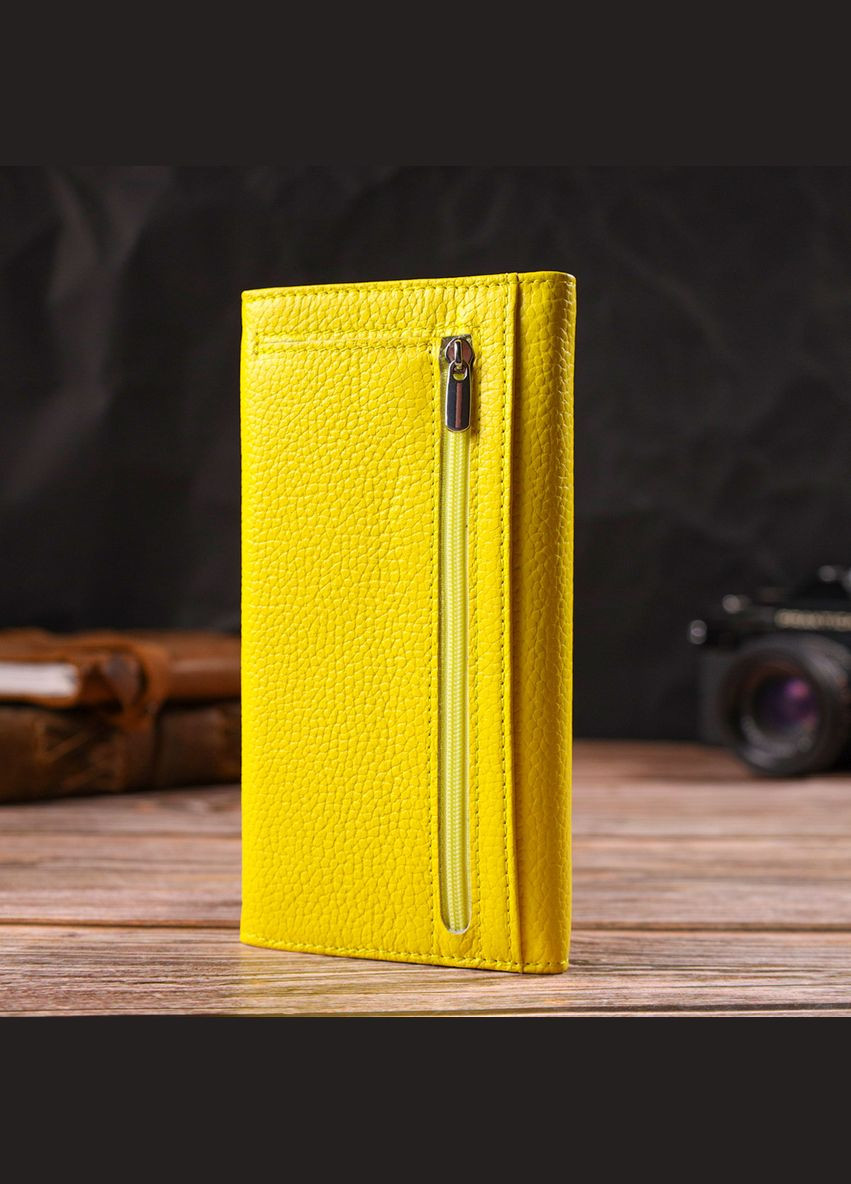 Яркое женское портмоне из натуральной кожи флотарий 21697 Желтое Canpellini (298570781)