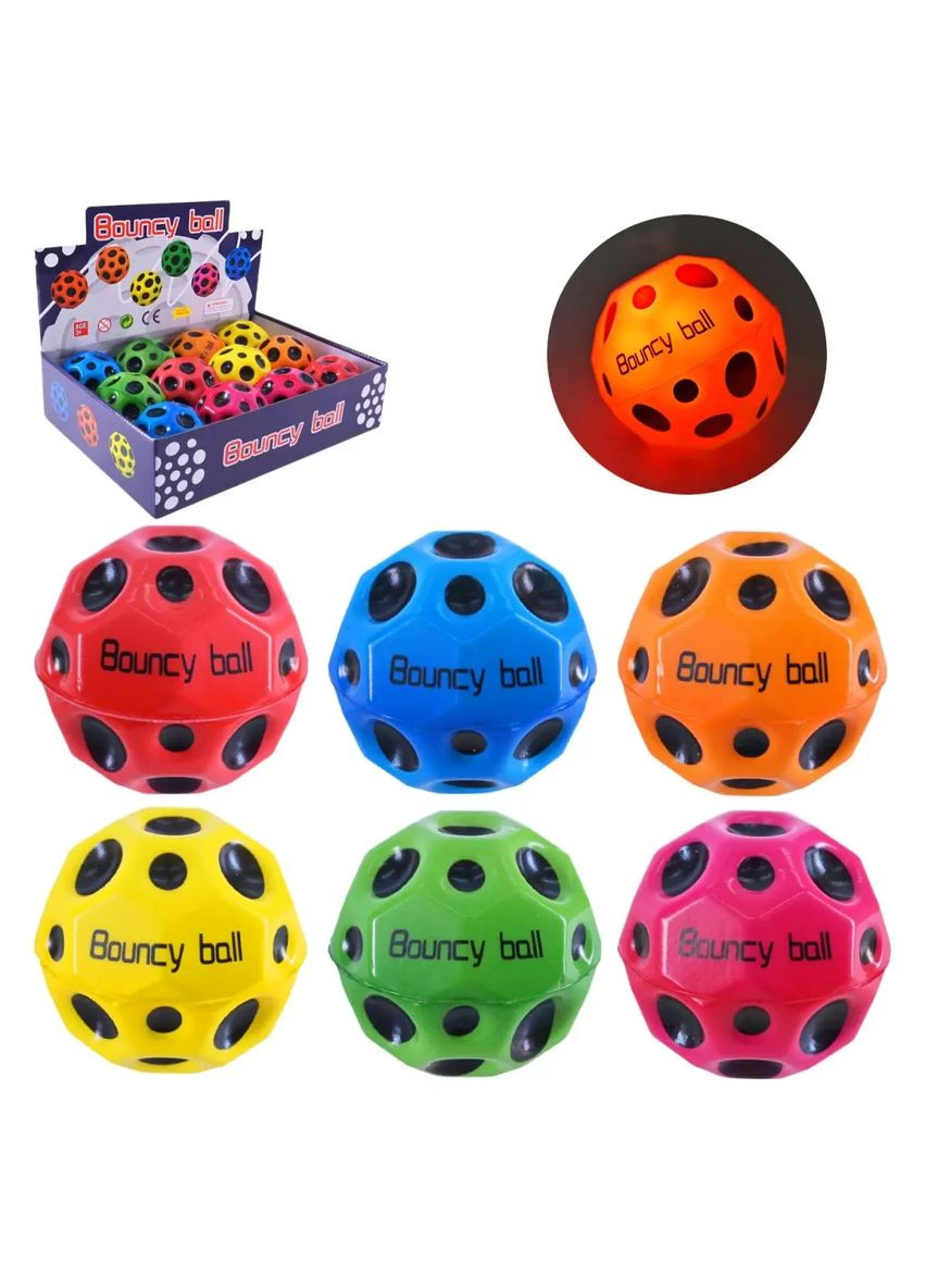 М'яч дитячий стрибунчик зі світлом Bouncy Graviti ball 6 см PR2436 Ціна за бокс 12 штук No Brand (362421221)